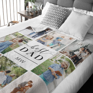 Best Dad Photo Collage Monogram Fleece Deken