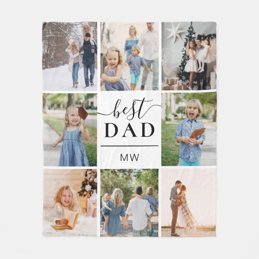 Best Dad Photo Collage Monogram Fleece Deken (Voorkant)