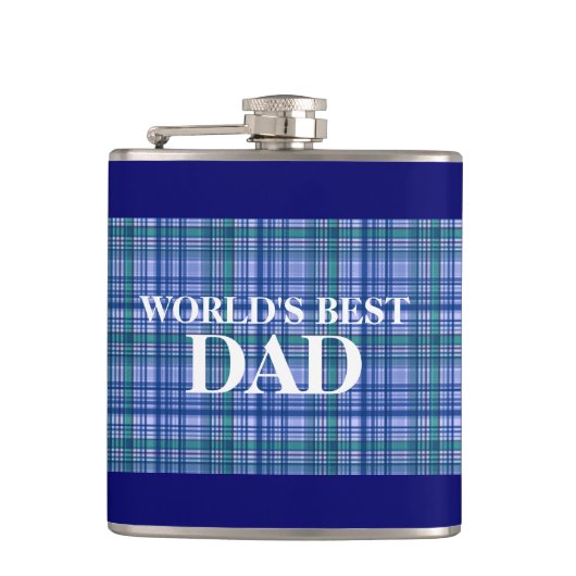 Best dad plaid scottish strepen heupfles (Voorkant)