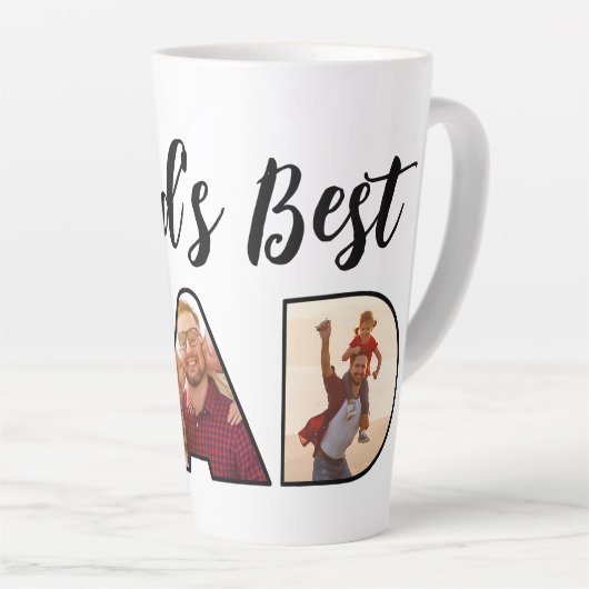 Best Dad Quote 3 Photo Collage Latte Mok (Rechterhoek)