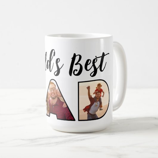Best Dad Quote 3 Photo Collage Latte Mok (Voorkant rechts)