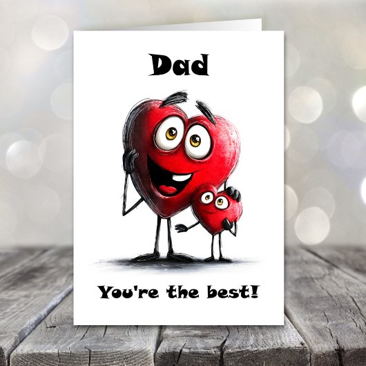 Best Dad Red Hearts Father’s Day Card Feestdagen Kaart
