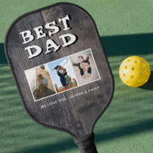 Best Dad Rustic Dark Wood 3 Photo Collage