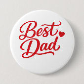 Best Dad Script Red Heart Decorative Button Pin (Voorkant)