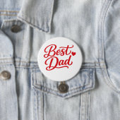 Best Dad Script Red Heart Decorative Button Pin (In situ)