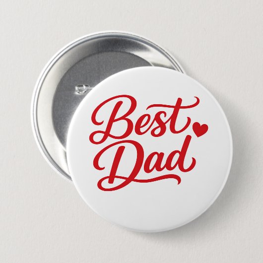Best Dad Script Rode Hart Decorative Knoopspeld Ronde Button 7,6 Cm (Voorkant /achterkant)