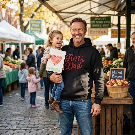 Best Dad Script Rode Hart Minimalistische Heren Ho Hoodie