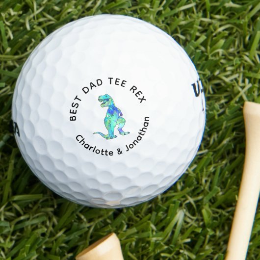 Best Dad Tee Rex personalized kids names Golfballen