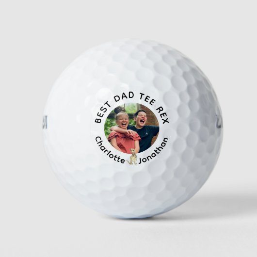 Best Dad Tee Rex personalized kids photo and names Golfballen (Voorkant)