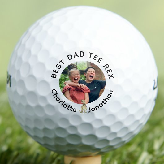 Best Dad Tee Rex personalized kids photo and names Golfballen