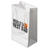 Best Dad Typography Basketball | Gift Bag Klein Cadeauzakje (Voorkant Gekanteld)
