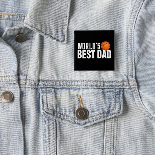 Best Dad Typography Basketball Pin Button (In situ)