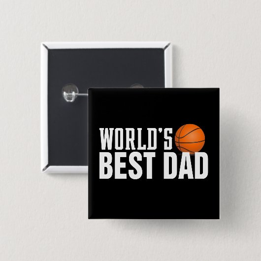 Best Dad Typography Basketball Pin Button (Voorkant /achterkant)