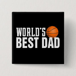 Best Dad Typography Basketball Pin Button