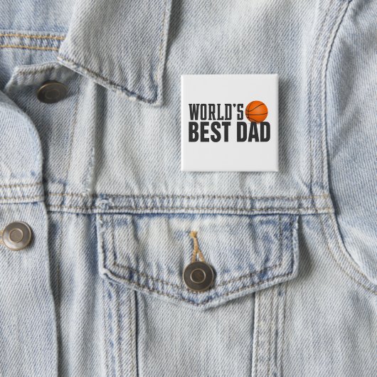 Best Dad Typography Basketball Pin Button (In situ)