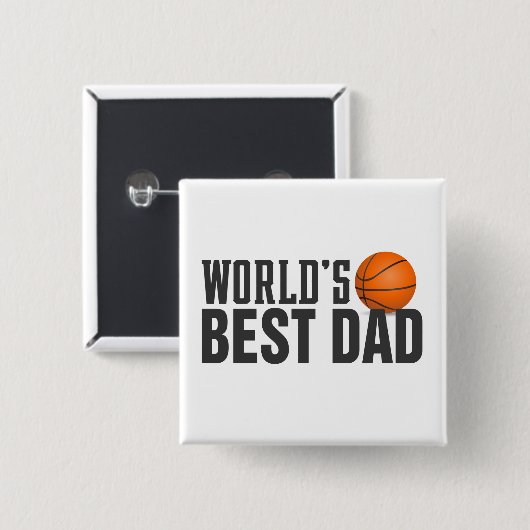 Best Dad Typography Basketball Pin Button (Voorkant /achterkant)