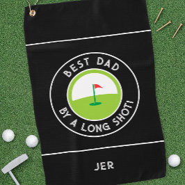 Best Dad van A Long Shot Fun Golfer Modern Black Golfhanddoek