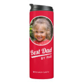 Best Dad van Par Custom Kind Foto Red Thermosbeker (Geroteerd rechts)