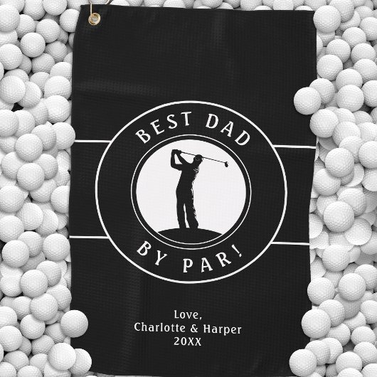 Best Dad van Par Elegant Sports Golfer Black White Golfhanddoek