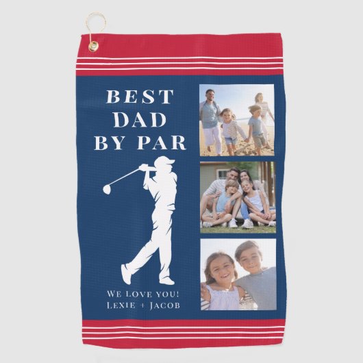 Best Dad van Par Foto Vaderdag Golfhanddoek (Voorkant)