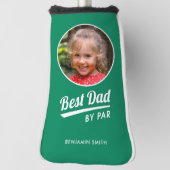 Best Dad van Par Kind Fotonaam Green Putter Golfheadcover (Draai 90)