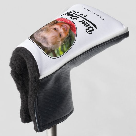 Best Dad van Par Kind Fotonaam White Putter Golfheadcover (3/4 voorkant)
