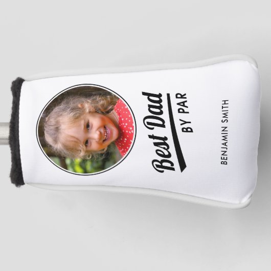 Best Dad van Par Kind Fotonaam White Putter Golfheadcover (Voorkant)