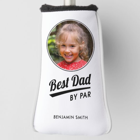 Best Dad van Par Kind Fotonaam White Putter Golfheadcover (Draai 90)