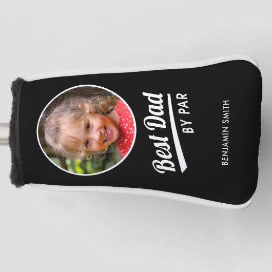 Best Dad van Par Kinderen fotonaam Black Putter Golfheadcover (Voorkant)