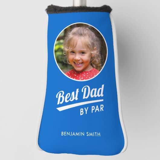 Best Dad van Par Kinderen fotonaam Blue Putter Golfheadcover (Draai 90)