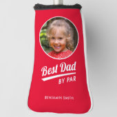 Best Dad van Par Kinderen fotonaam Red Putter Golfheadcover (Draai 90)