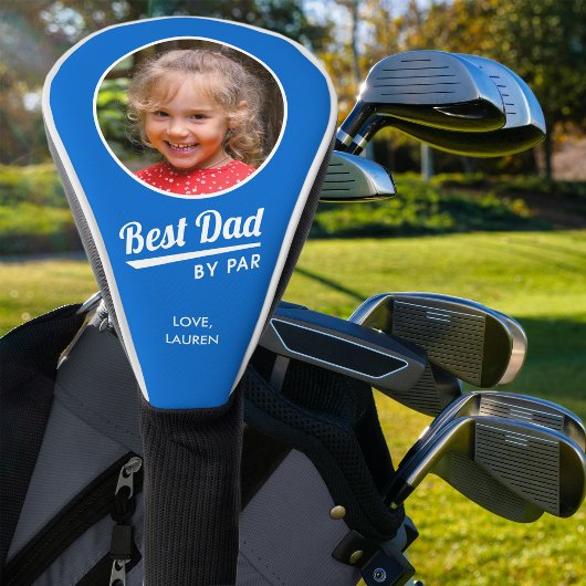 Best Dad van Par Kind's Photo Name Blue Golfheadcover