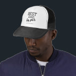 Best Dad van Par Modern typography Custom Trucker Pet<br><div class="desc">Vier de liefde van je vader voor golf met ons "Best Dad by Par" pet. Dit stijlvolle en comfortabele pet heeft een strak design met een eigentijdse typografie, waardoor het het perfecte cadeau is voor elke golfliefhebbende vader. Show uw waardering en laat hem zijn titel trots op de groene en...</div>