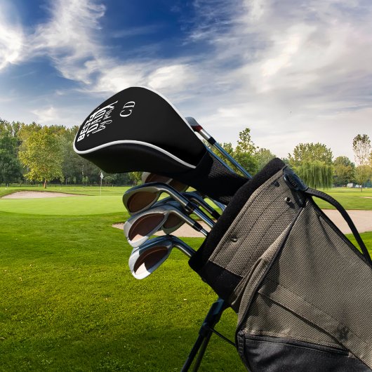Best Dad van par monogram initialen zwart wit Golfheadcover