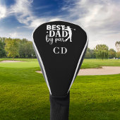 Best Dad van par monogram initialen zwart wit Golfheadcover
