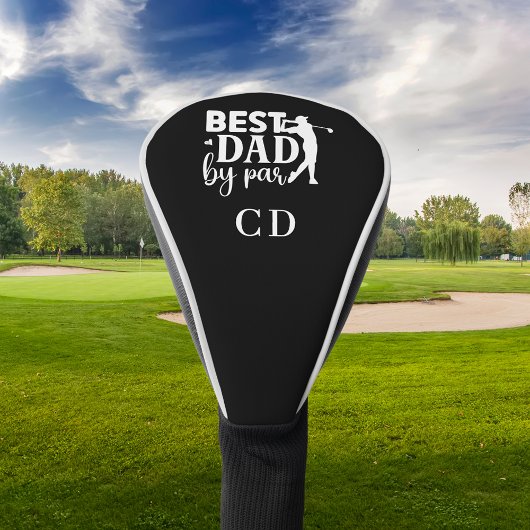 Best Dad van par monogram initialen zwart wit Golfheadcover