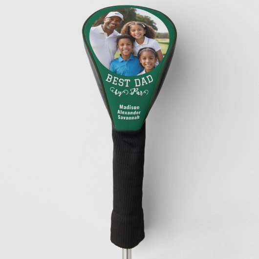 Best Dad van Par Vaderdag Custom Photo Green Golfheadcover (Voorkant)