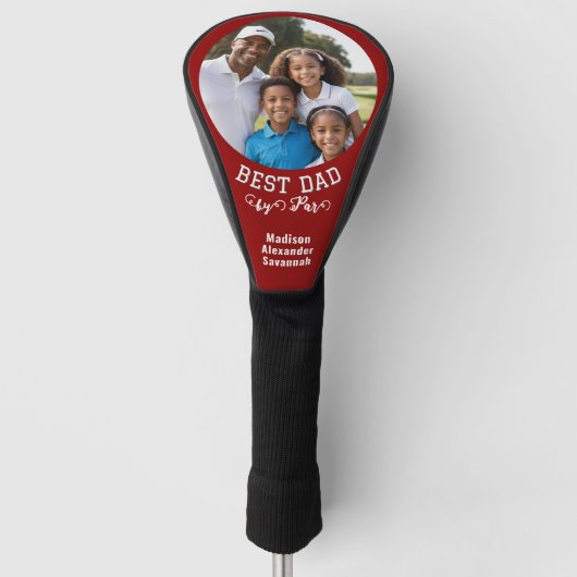 Best Dad van Par Vaderdag Custom Photo Red Golfheadcover (Voorkant)