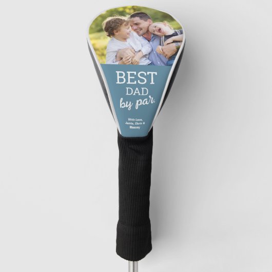 Best Dad van Par Vaderdag Foto Dusty Blue Golfheadcover (Voorkant)