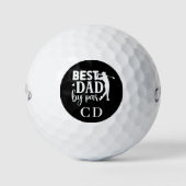Best Dad van par zwart wit monogram initialen Golfballen (Voorkant)