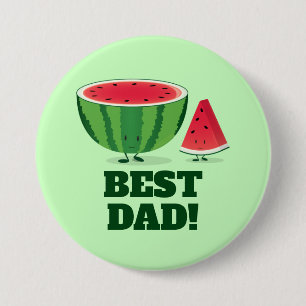Best Dad Watermelon Fruit Food Cartoon Ronde Button 7,6 Cm