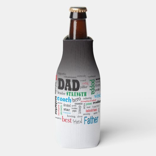 Best Dad Word Cloud Flesjeskoeler (Fles Voorkant)