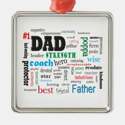Best Dad Word Cloud Metalen Ornament (Voorkant)