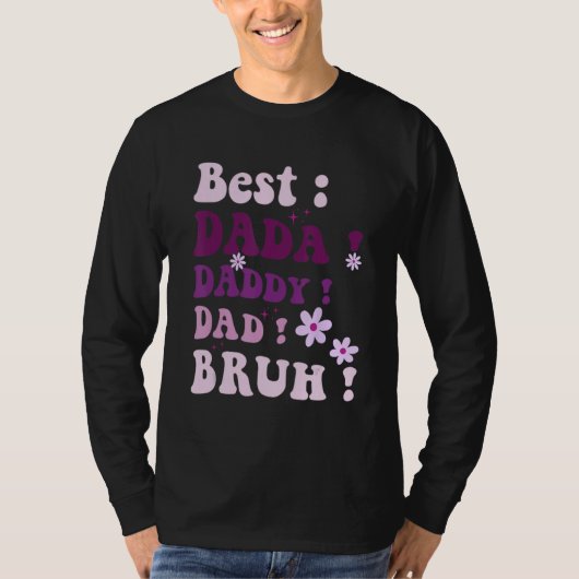 Best Dada Daddy Dad Bruh Fathers Day Purple Groovy T-shirt (Voorkant)
