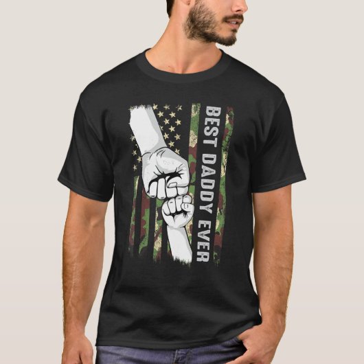 Best Daddy Ever Fist Pump With US American Flag Fa T-shirt (Voorkant)
