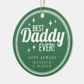 Best Daddy Ever Green Retro Sparkle Christmas Keramisch Ornament (Links)