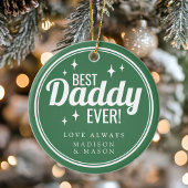 Best Daddy Ever Green Retro Sparkle Christmas Keramisch Ornament