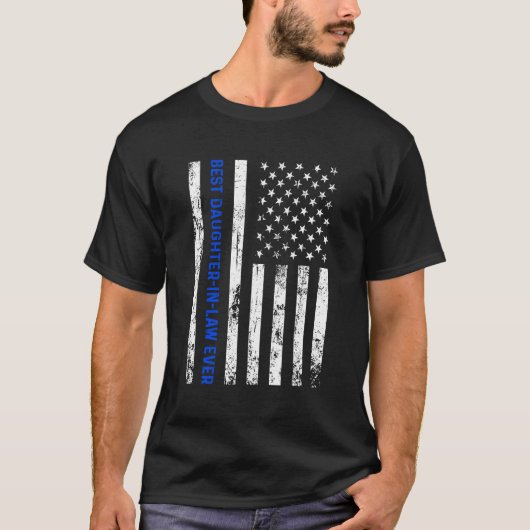 Best Daughter In Law Ever Retro American Flag Boys T-shirt (Voorkant)