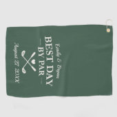 Best Day by Par Modern Personalized Wedding Golfhanddoek (Horizontaal)