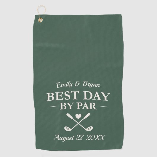 Best Day by Par Modern Personalized Wedding Golfhanddoek (Voorkant)